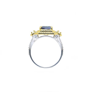 Shatanza Octagonal Double Halo Cocktail Ring - Tanzanite Cushion 2019-207