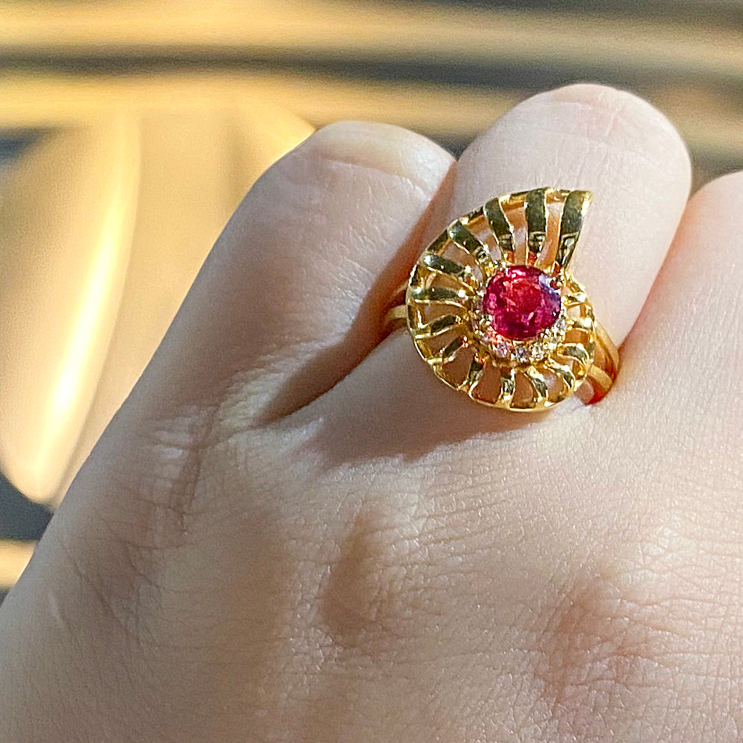 Shell Pure Hard Gold Gemstone Ring 2021-245