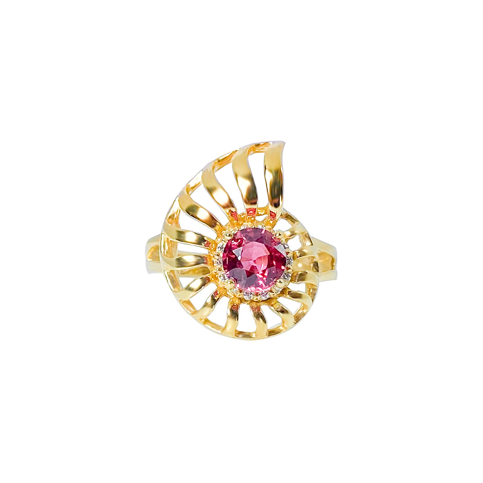 Shell Pure Hard Gold Gemstone Ring 2021-245