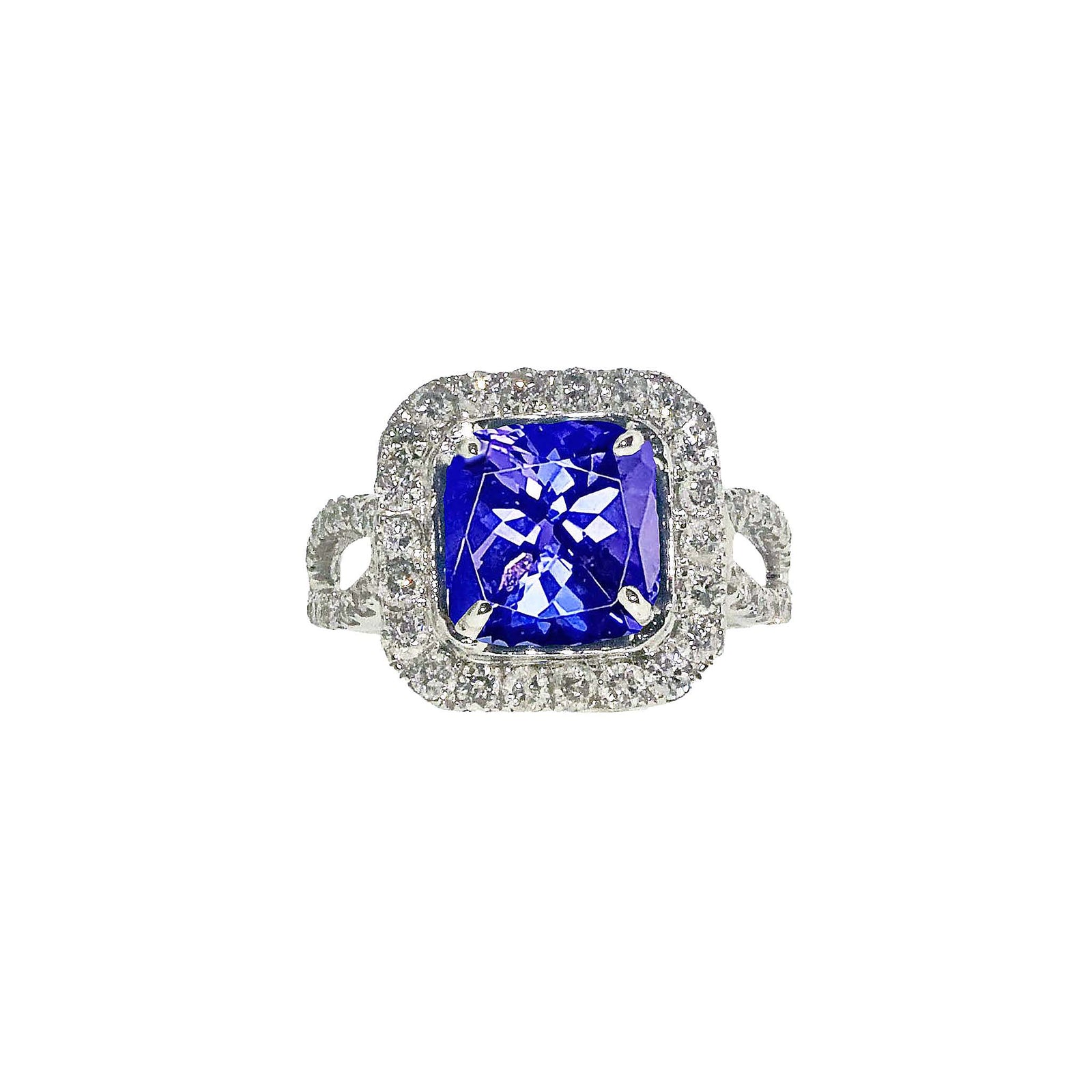 Sirho Halo Gemstone Ring - Tanzanite Cushion 2018-98