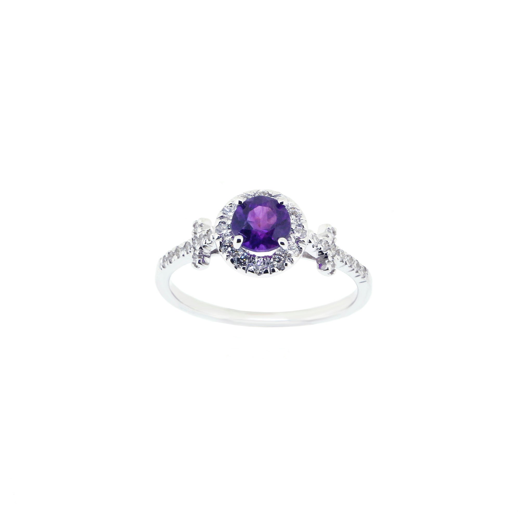 Halo Edio Cross Engagement Ring - Purple Round W215 SR2927