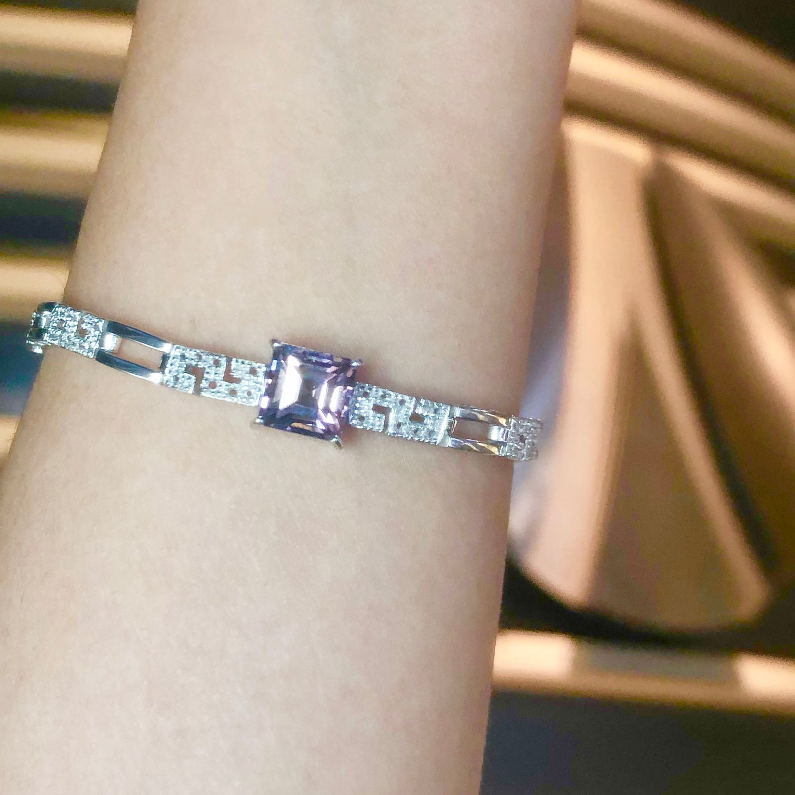 Swas CZ Bracelet With Centre Stone - Purple Princess 2021-114