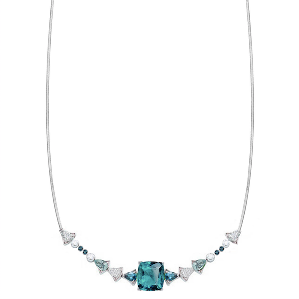 Kelli Multi Stone Necklace - Electric Blue Cushion W072