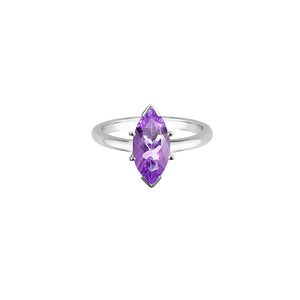 Marc Half Bezel Solitaire Ring - Purple Marquise W035