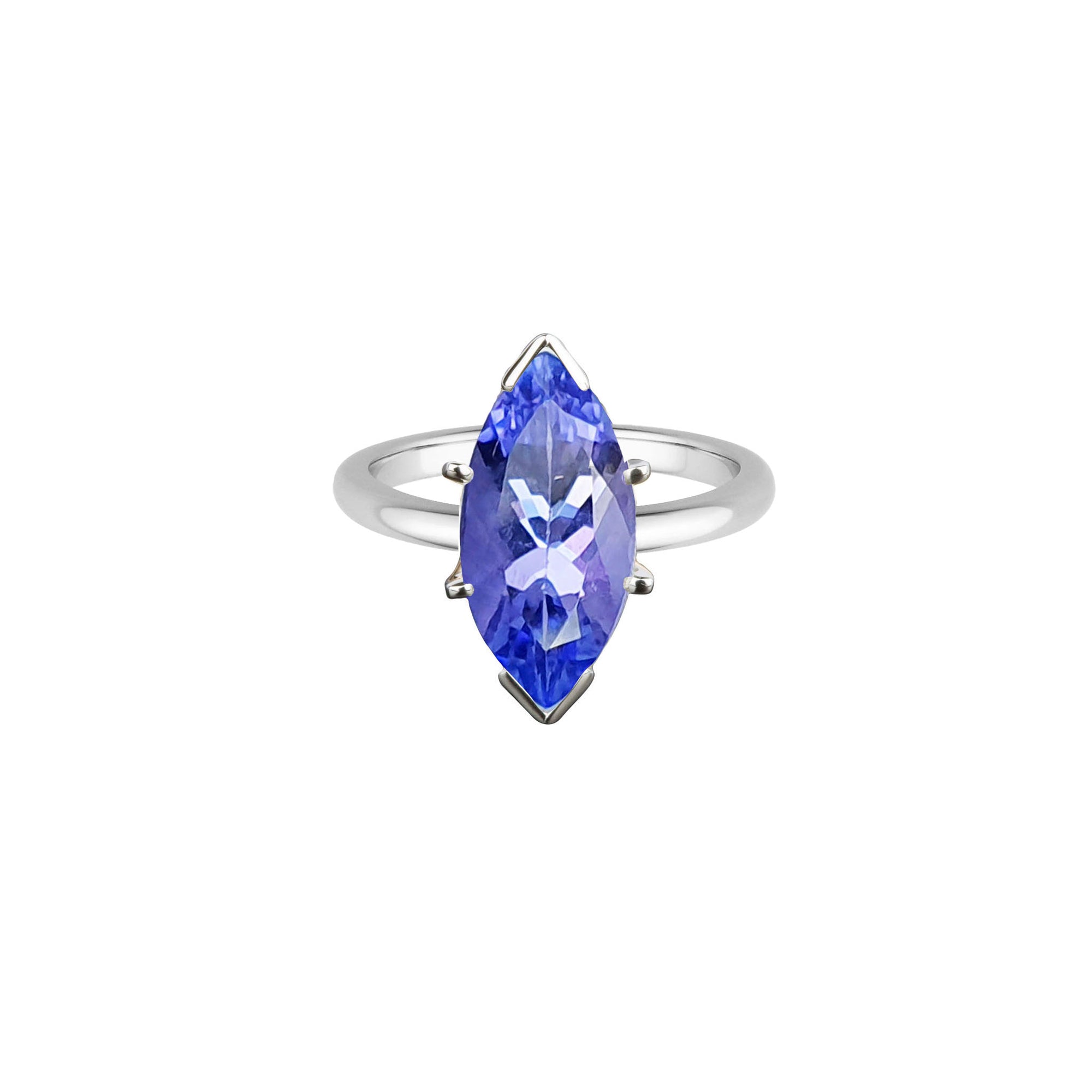 Marc Half Bezel Solitaire Engagement Ring - Tanzanite Marquise W035