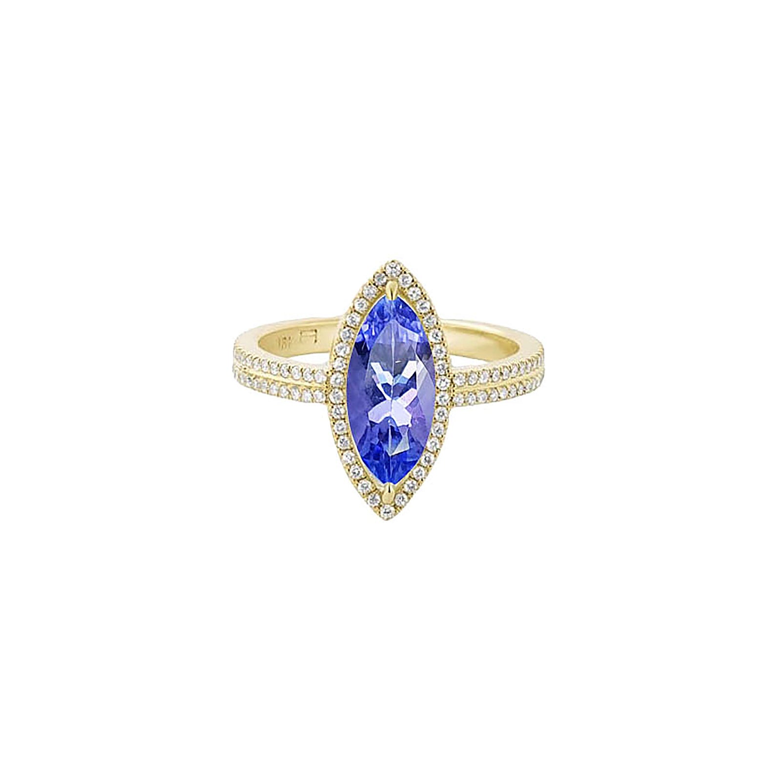 Ruise Halo Double Shank Ring - Tanzanite Marquise W038