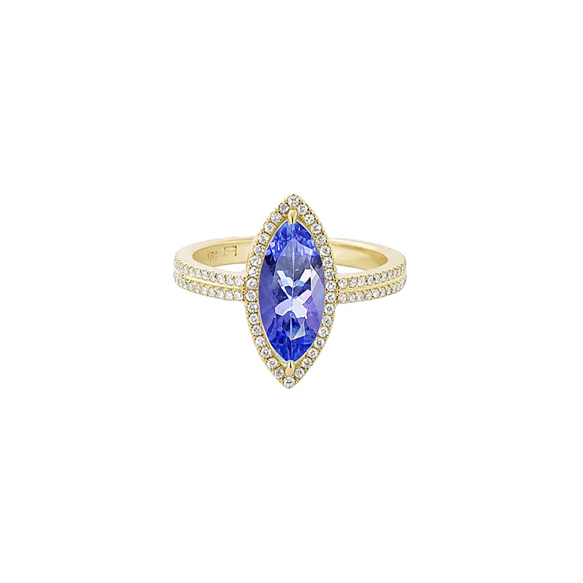 Ruise Halo Double Shank Ring - Tanzanite Marquise W038