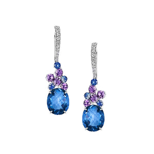 Iguni Multi Stone Dangling Earrings - Colour Change Oval W081