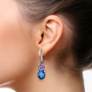 Iguni Multi Stone Dangling Earrings - Colour Change Oval W081