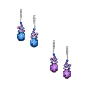 Iguni Multi Stone Dangling Earrings - Colour Change Oval W081