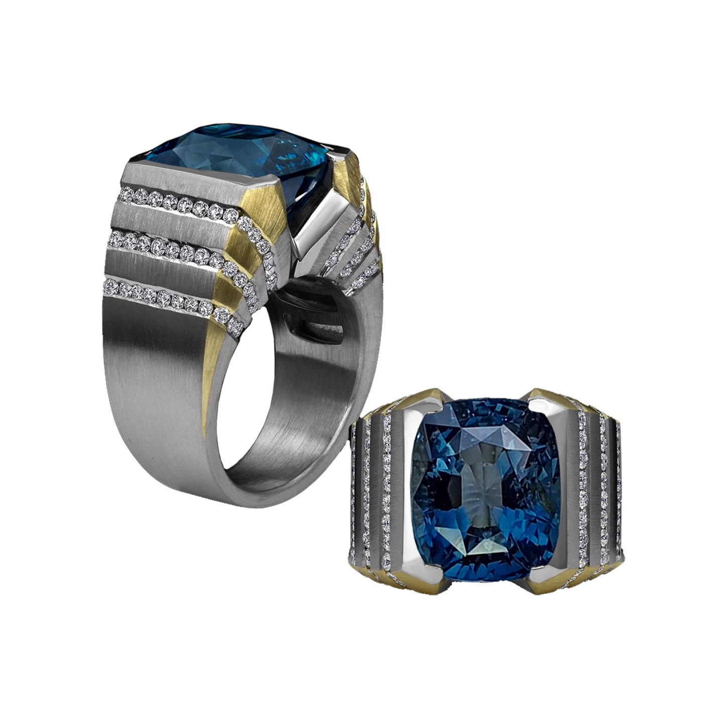 Lotto Contemporary Men Ring - Blue Long Cushion W098