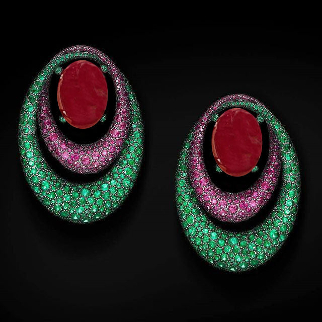 Redenny Gala Earrings - Red Oval W104