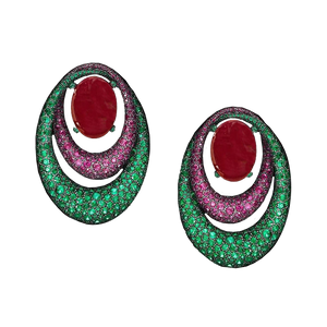 Redenny Gala Earrings - Red Oval W104