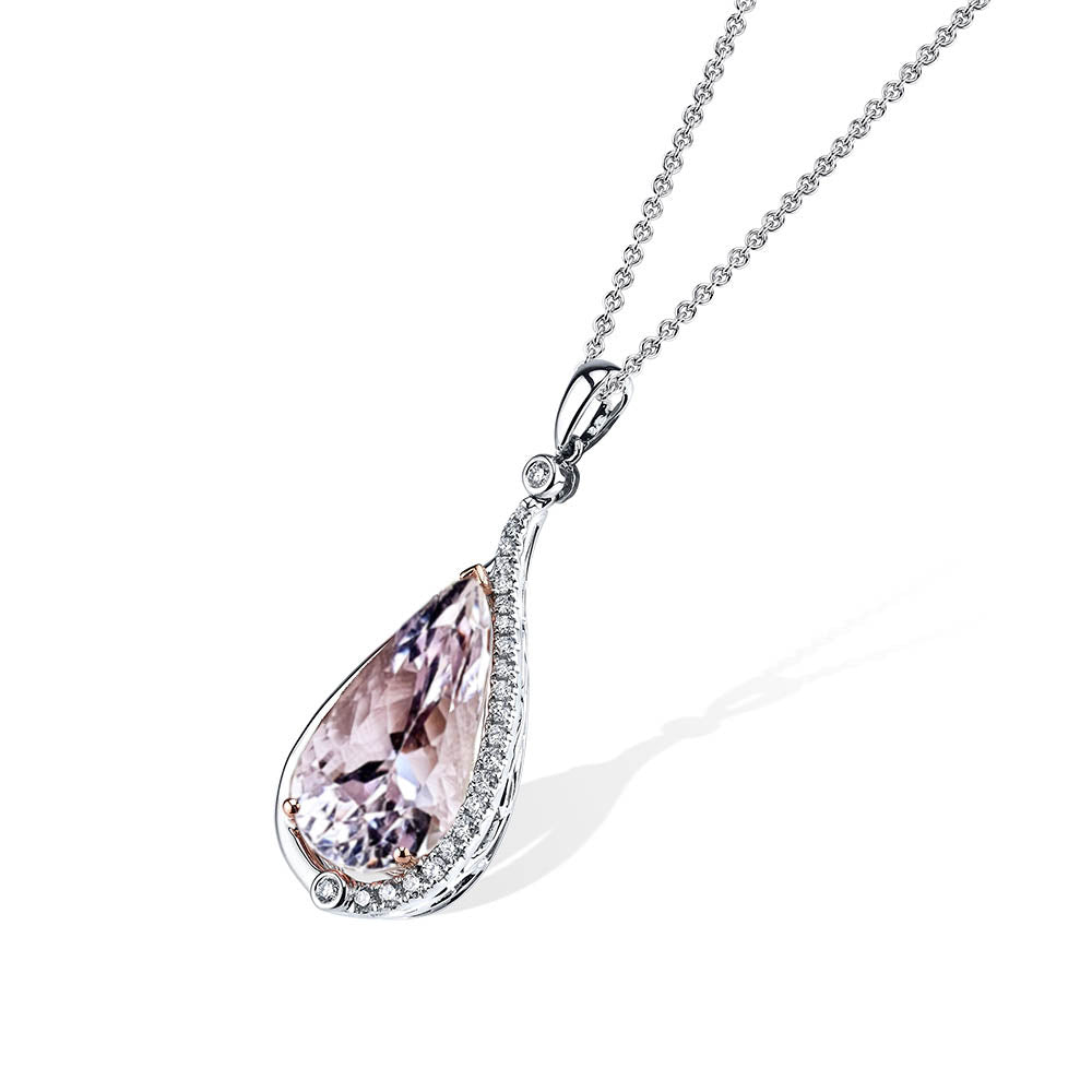 Vikki Half Halo Pendant - Pink Pear W109