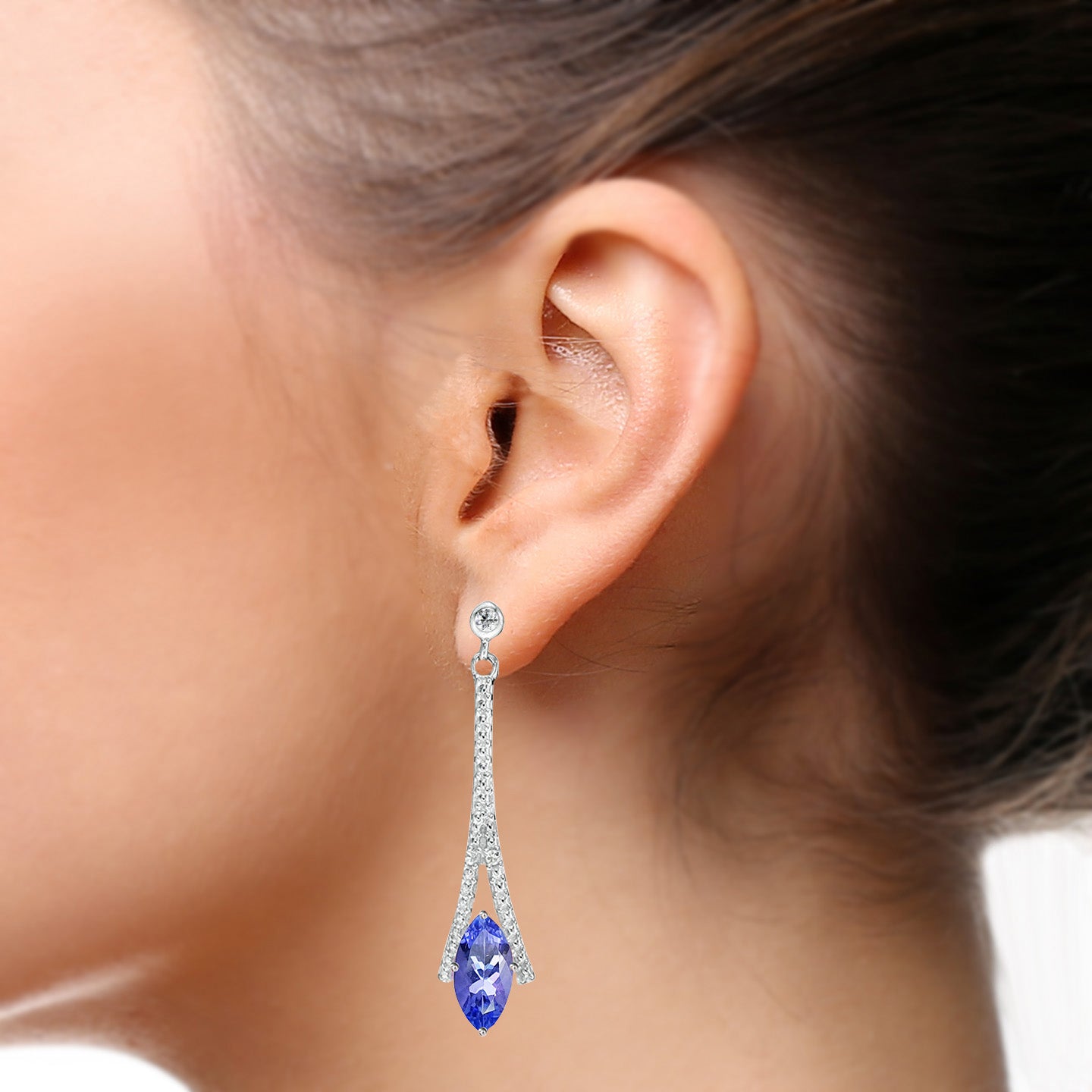 Betty Drop Down Earrings - Tanzanite Marquise W111