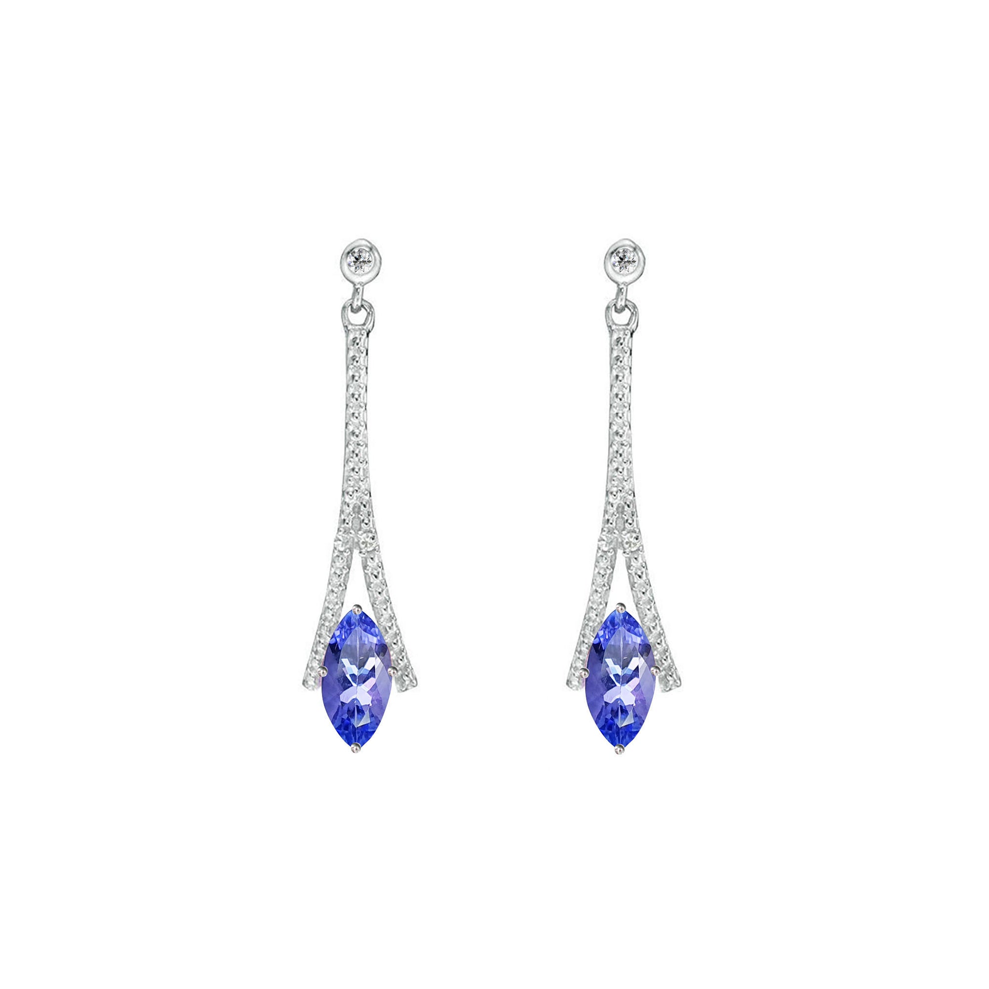 Betty Drop Down Earrings - Tanzanite Marquise W111