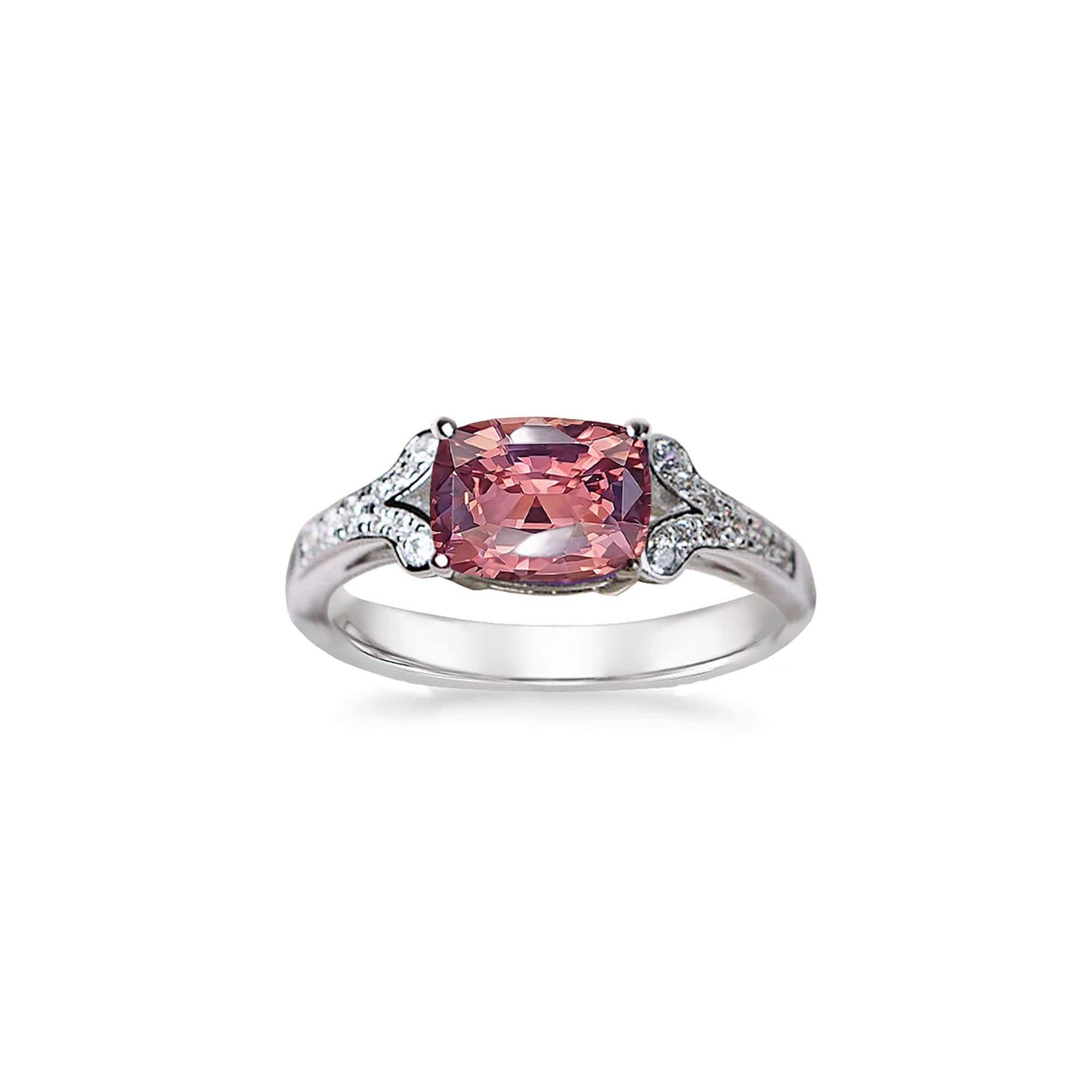 Maisy Solitaire Ring - Pink Long Cushion W112