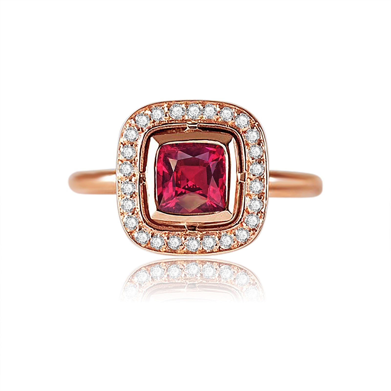 Giana Halo Bezel Ring - Pink Princess W116