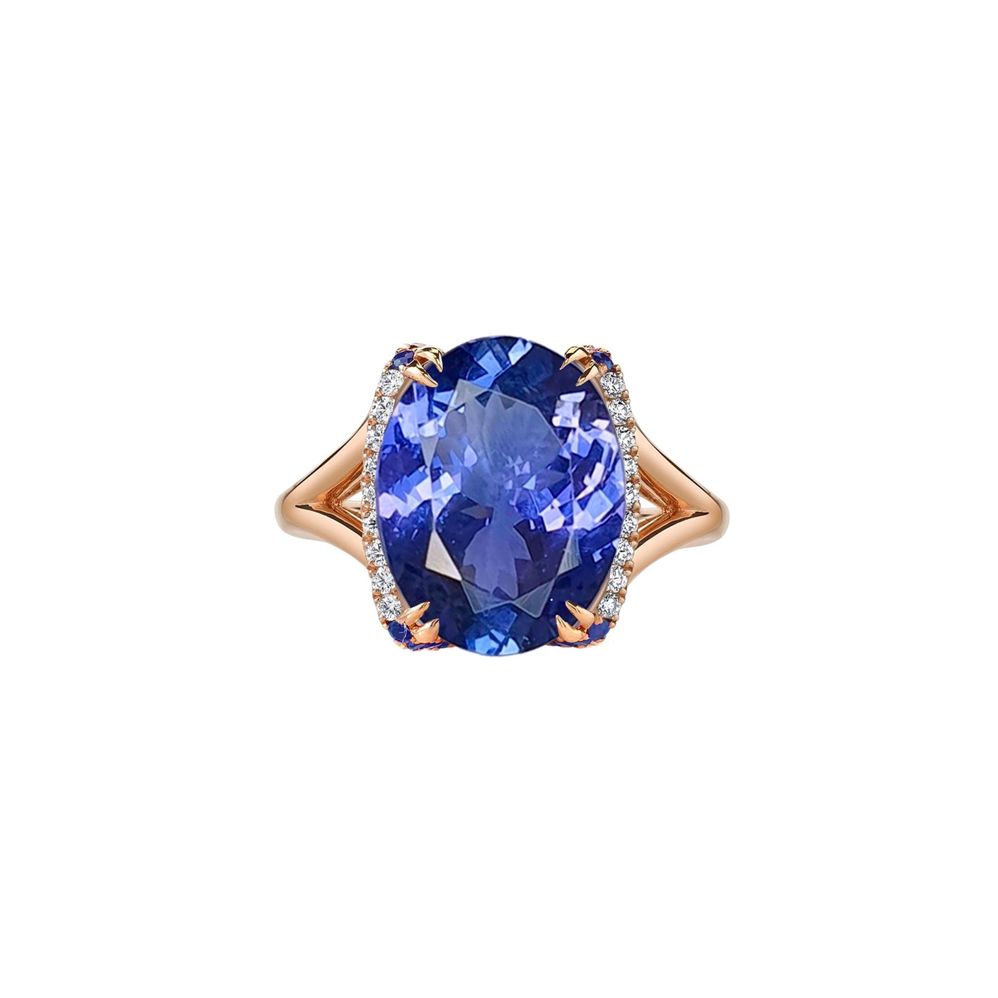 Alyssa Semi Halo Gemstone Ring - Tanzanite Oval W117