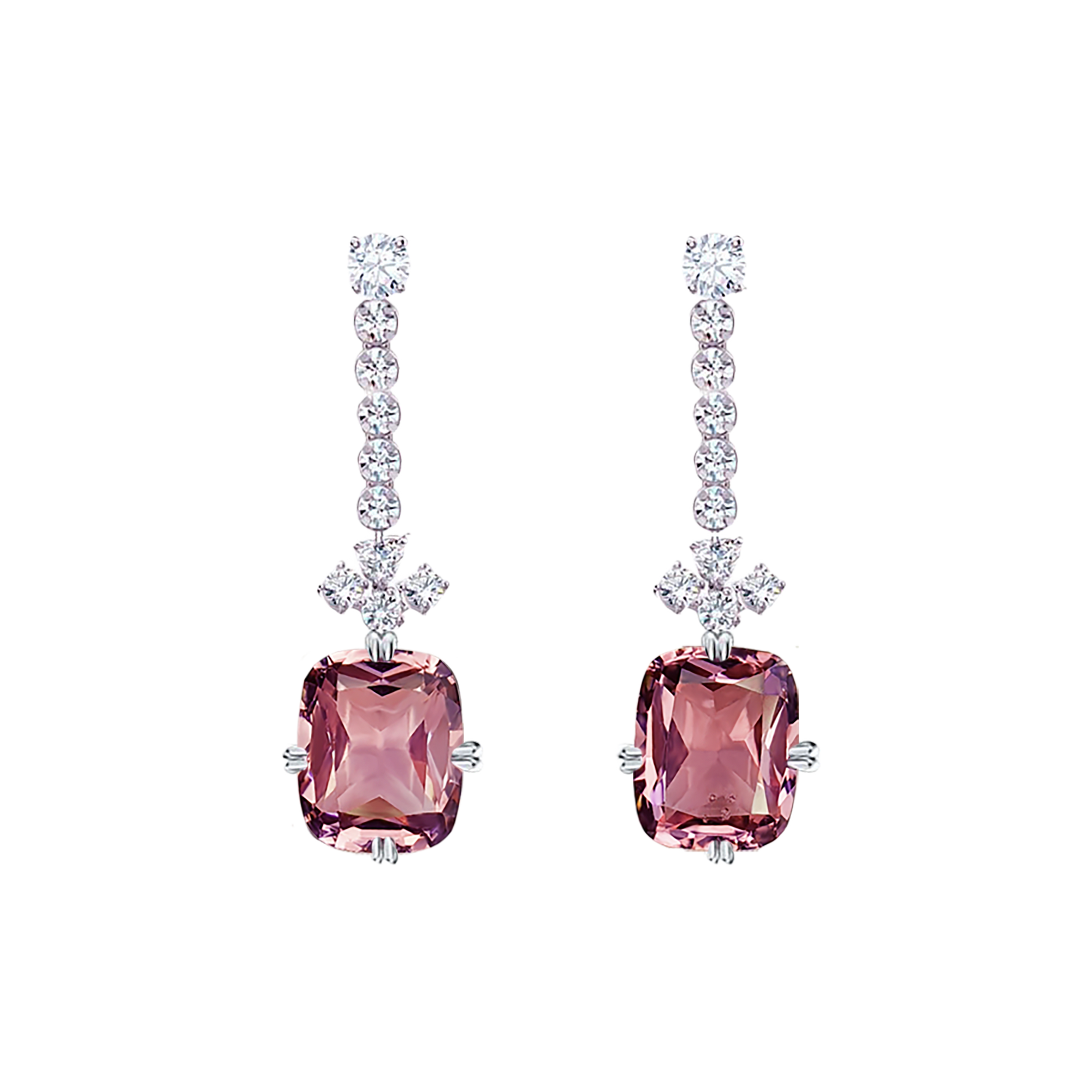 Dinni Dangling Earrings - Pink Long Cushion W120