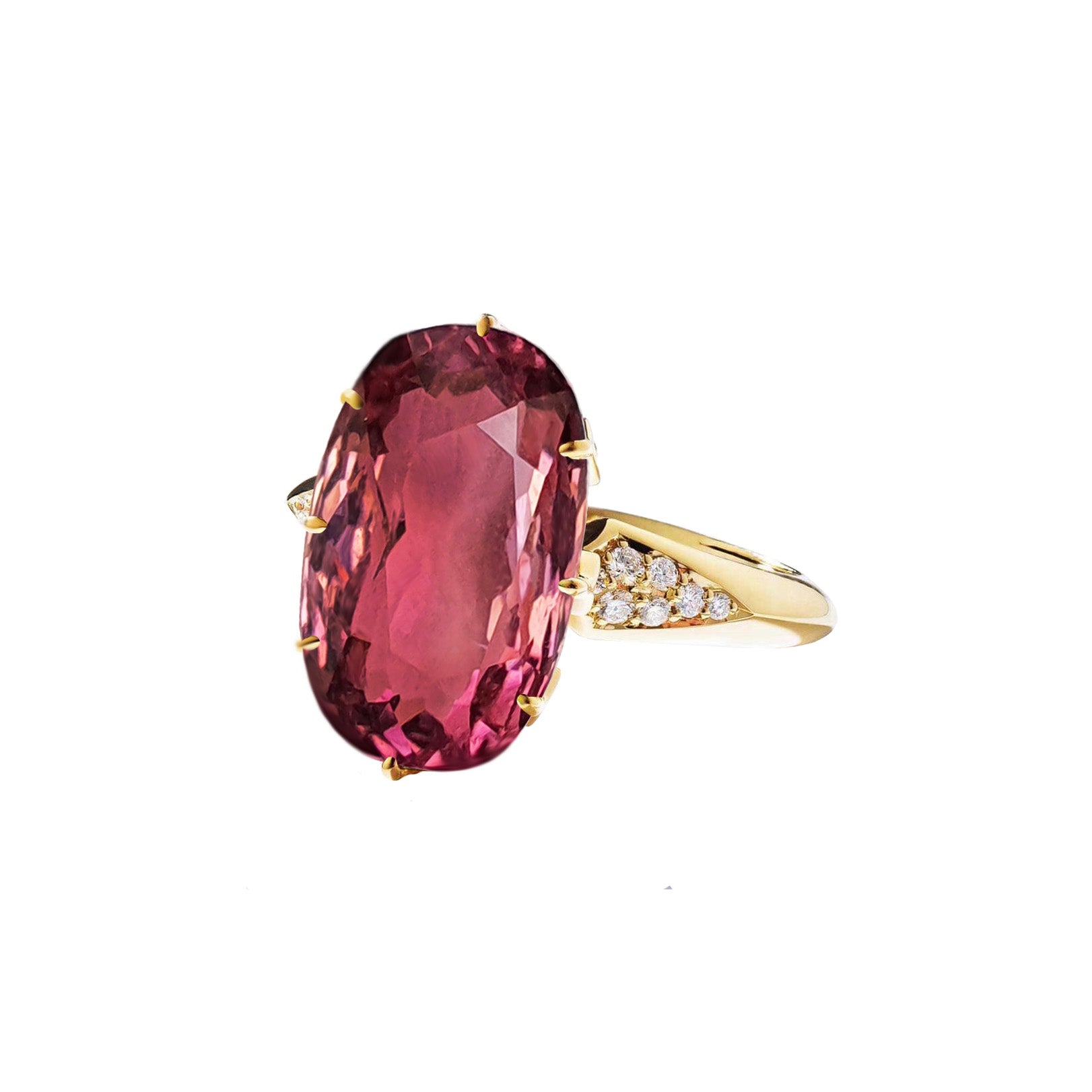 Marino Solitaire Gemstone Ring - Pink Oval W130