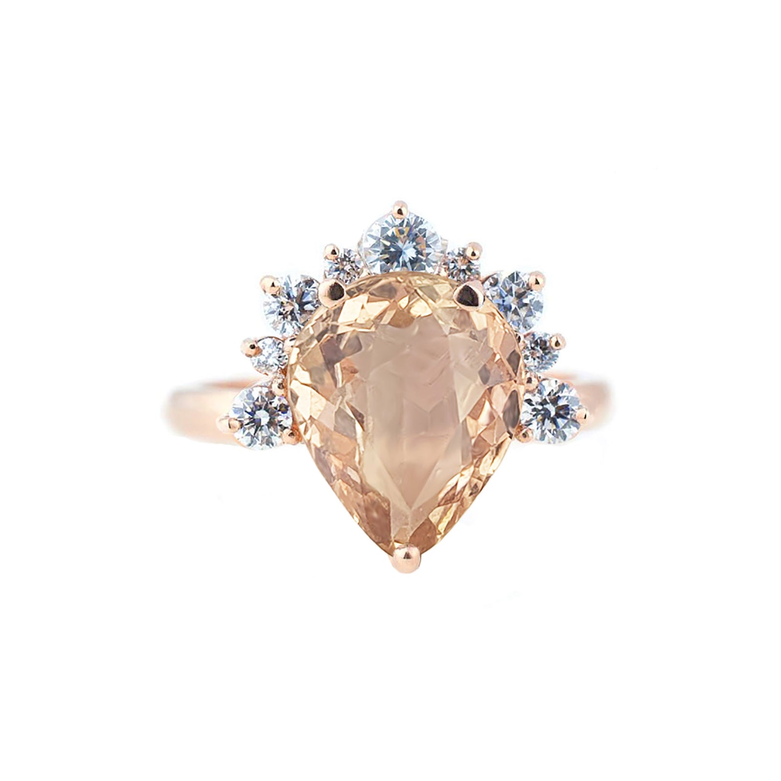 Polly Starburst Semi Halo Ring - Pink Pear W132
