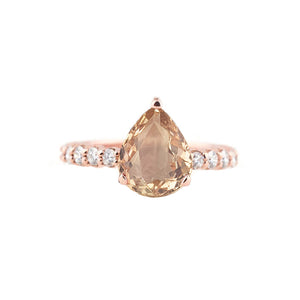 Yurina Hidden Halo Solitaire Ring - Pink Pear W133