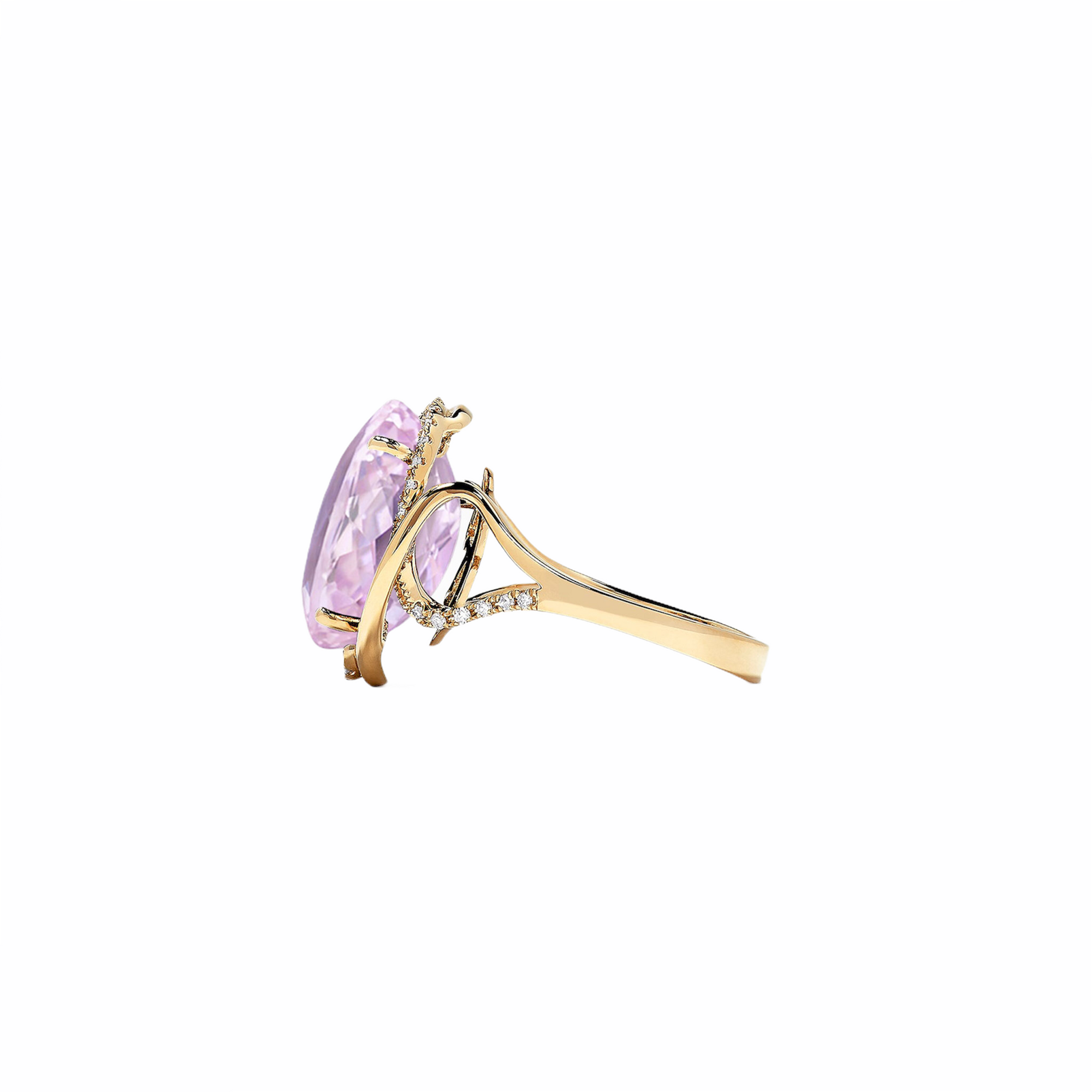 Kelsi Semi Halo Gemstone Ring - Pink Oval W135