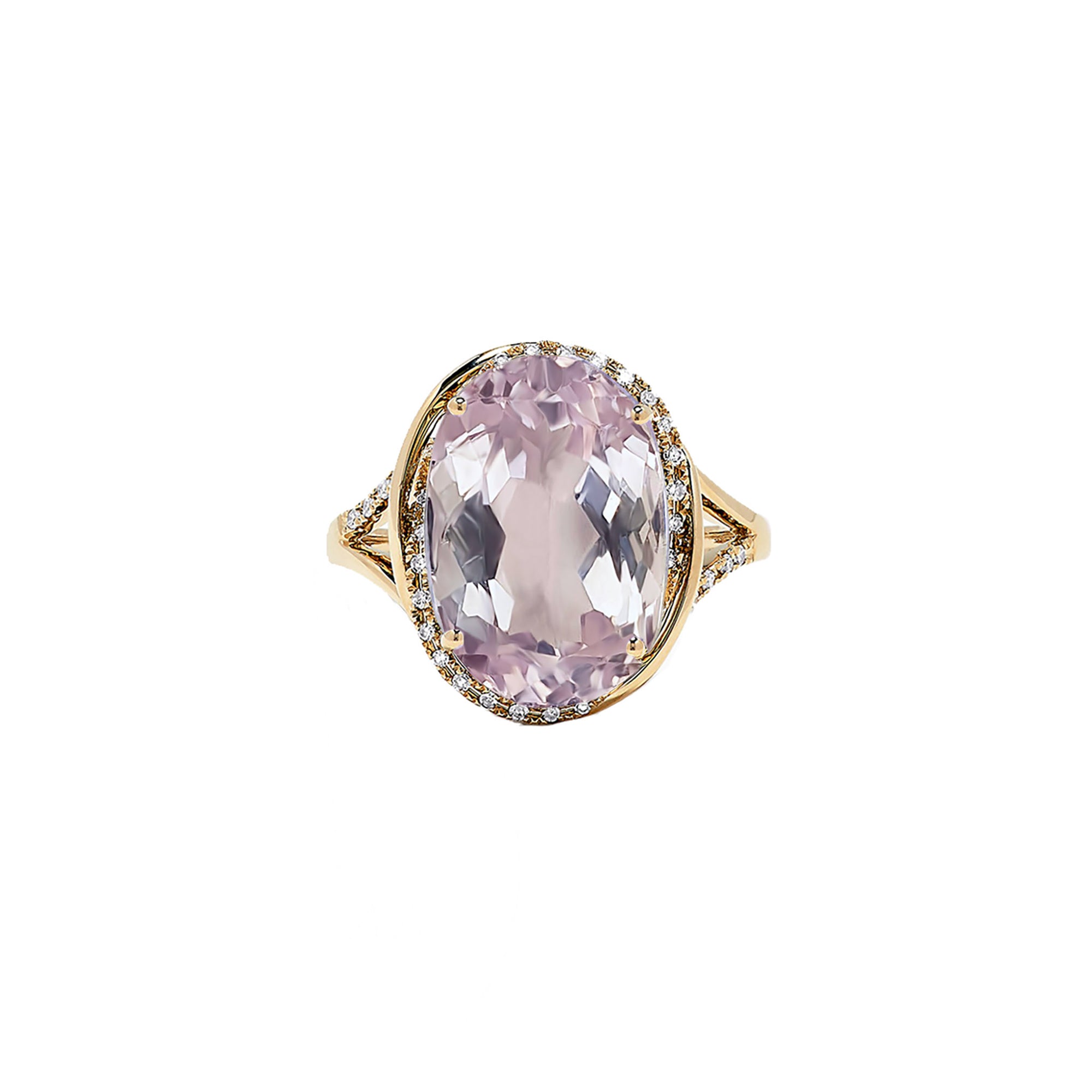 Kelsi Semi Halo Gemstone Ring - Pink Oval W135