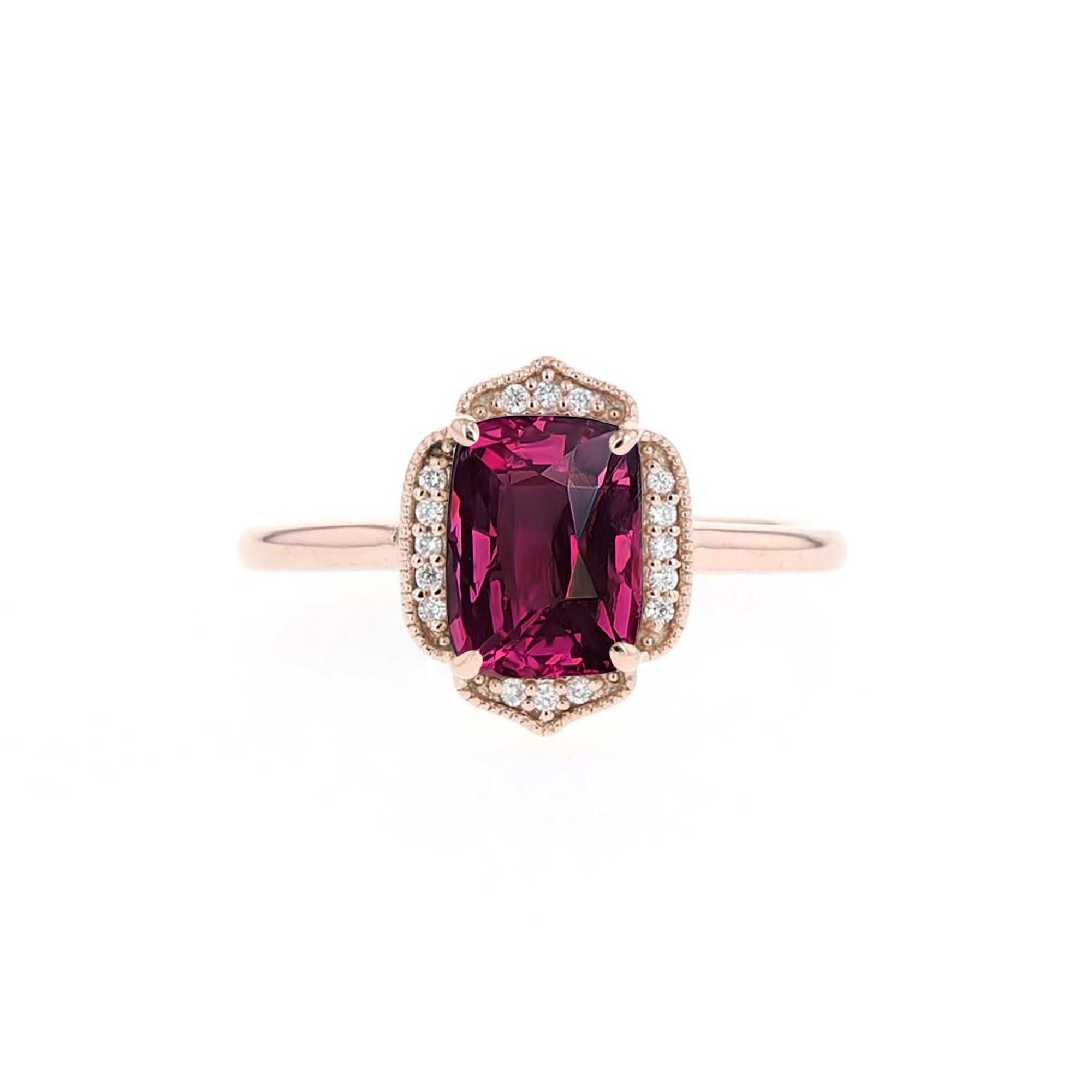 Gaya Vintage Halo Ring - Pink Baguette W138