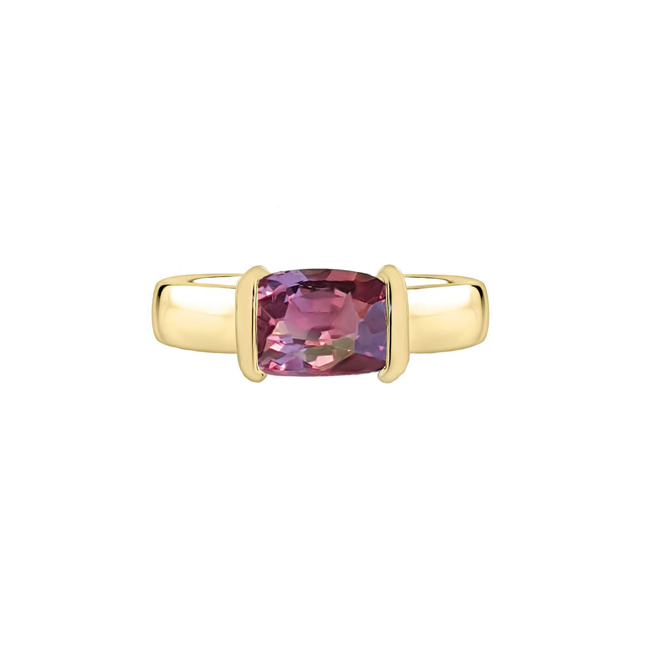 Sia Solitaire East-to-West Setting Ring - Pink Long Cushion W140
