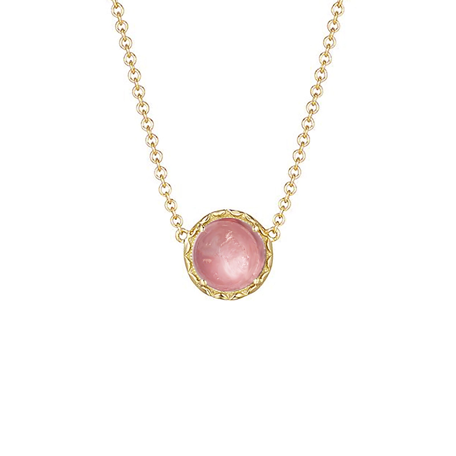 Suzanna Millgrain Gemstone Pendant - Pink Round W143