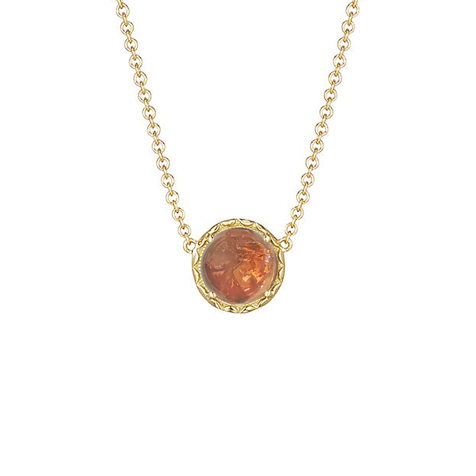 Suzanna Millgrain Gemstone Pendant - Pink Round W143