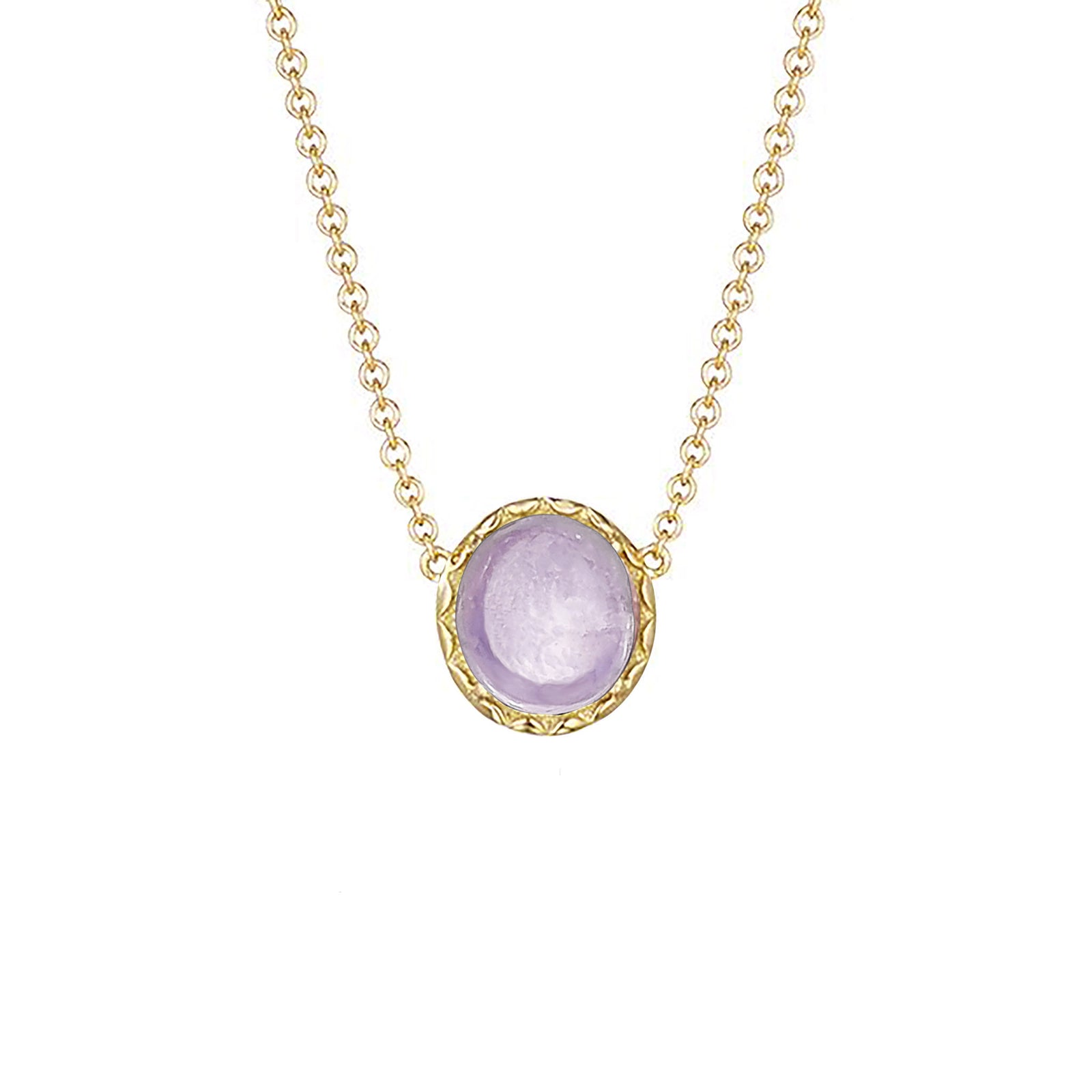 Suzanna Millgrain Gemstone Pendant - Pink Oval W143