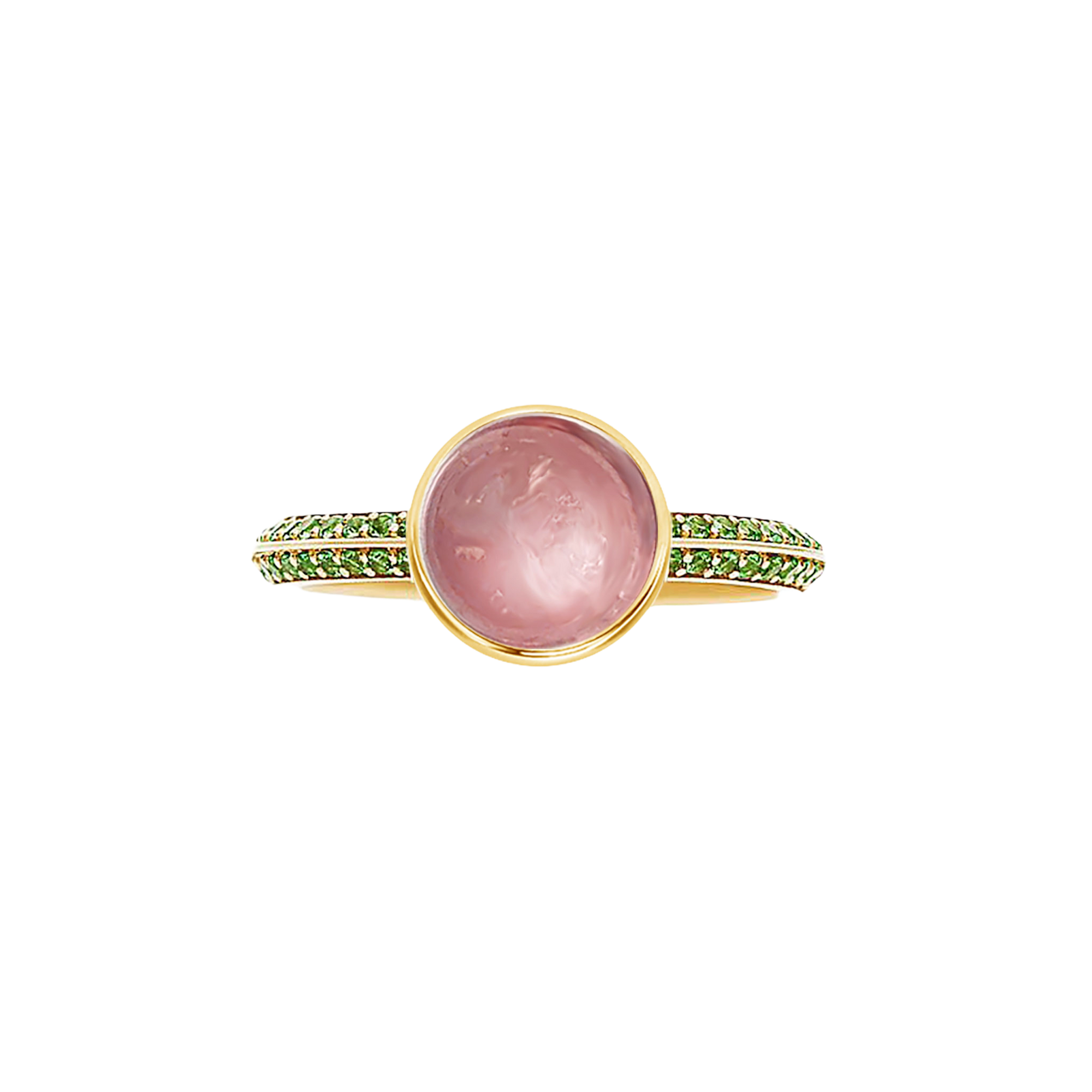 Coco Solitaire Knife-Edge Gemstone Ring - Pink Round W144