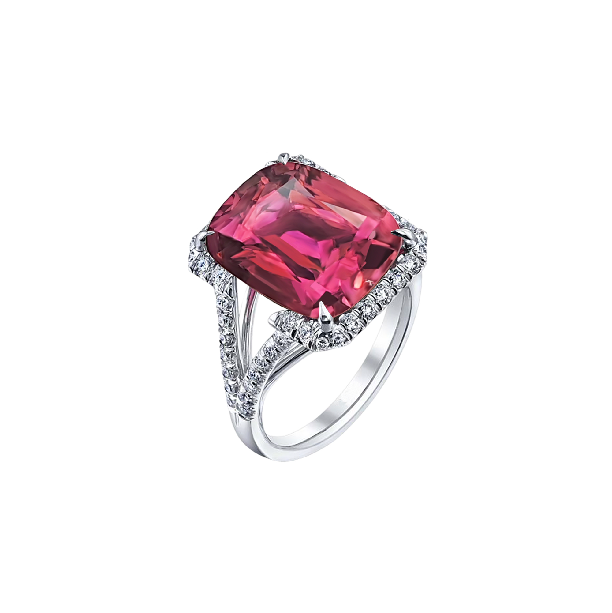 Lisana Semi Halo Gemstone Ring - Pink Long Cushion W145
