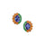 Marsha Starburst Multi-Gems Halo Earrings- Tanzanite Oval W148