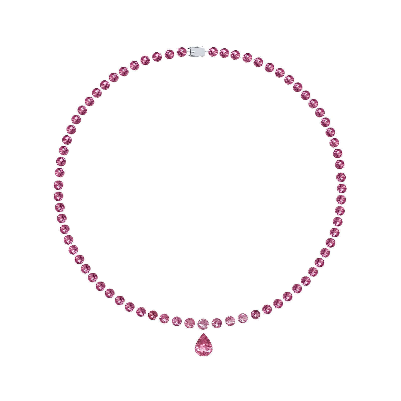Anthea Round Gemstone Drop Detachable Necklace - Pink Pear W159