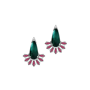 Regina Starburst Ear Studs - Teal Green Pear W167