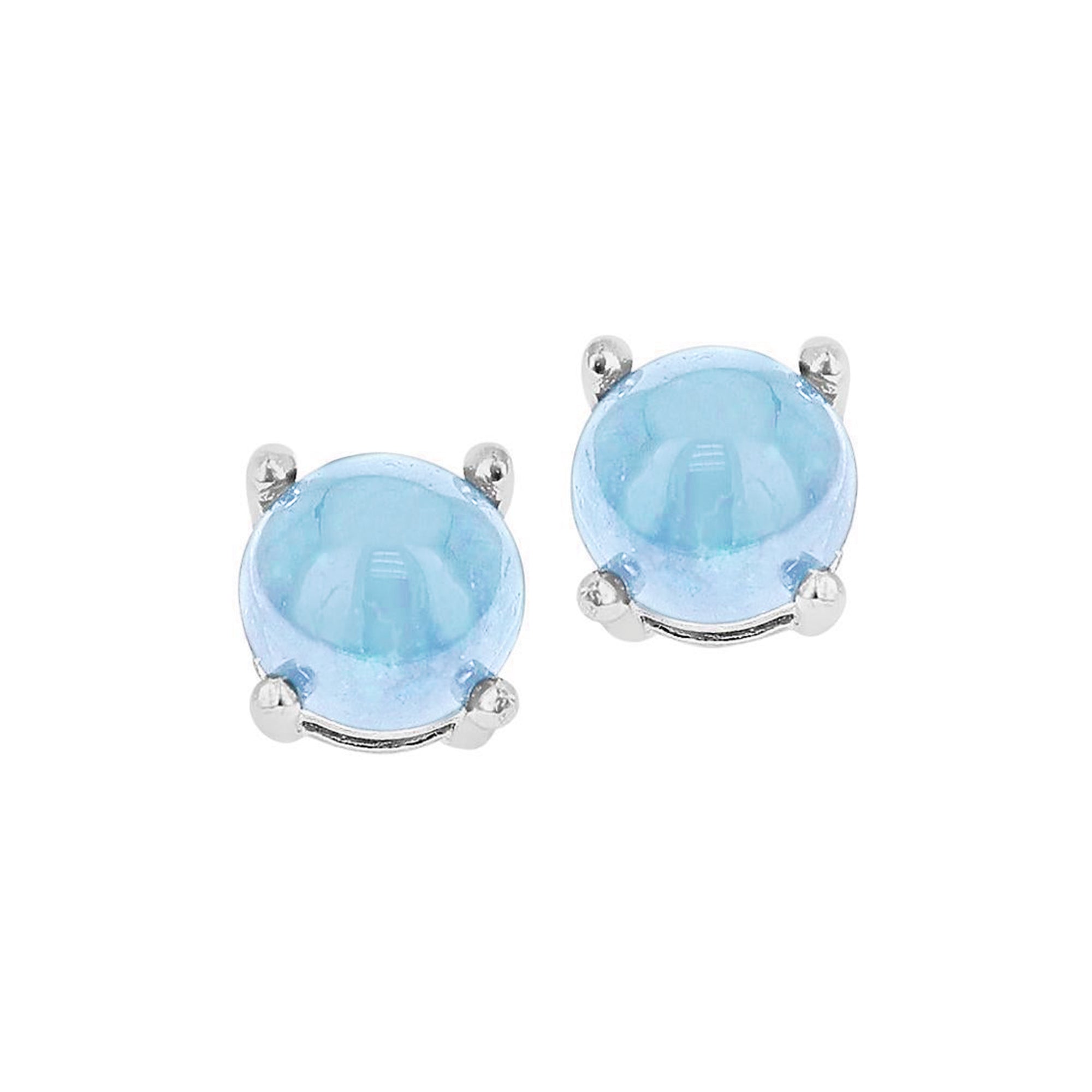 Lili Gemstones Ear Studs - Blue Round W175