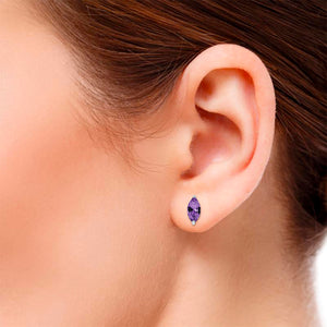 Lili Gemstones Ear Studs - Purple Marquise W175