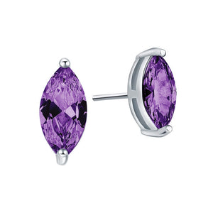 Lili Gemstones Ear Studs - Purple Marquise W175