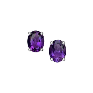 Lili Gemstones Ear Studs - Purple Oval W175