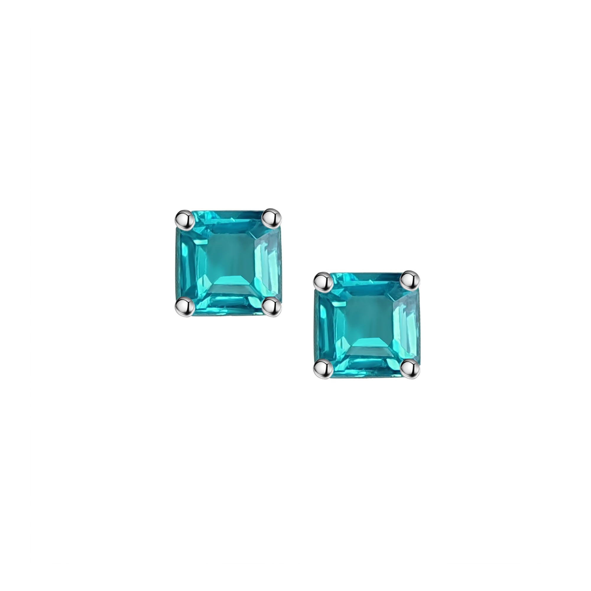 Lili Gemstones Ear Studs - Blue Octagonal W175