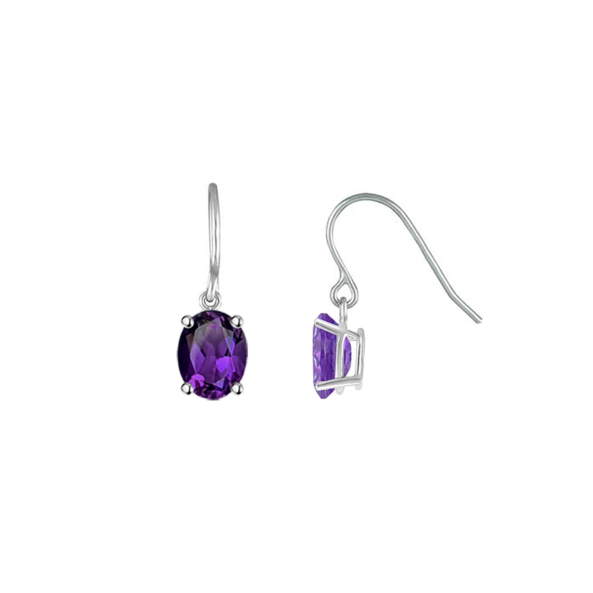 Ameli Gemstones Dangling Earrings - Purple Oval W176
