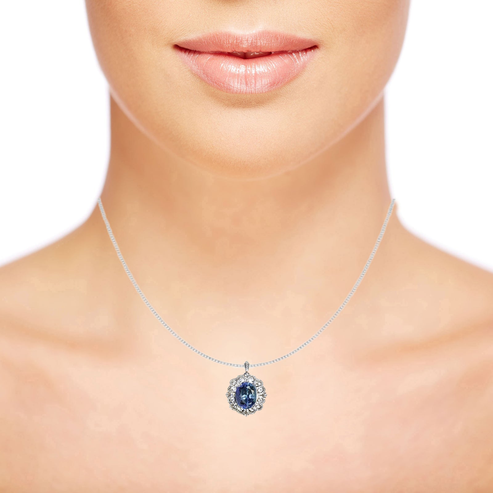 Naya Peranakan Gemstone Pendant - Tanzanite Oval W183