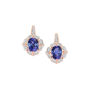 Maha Halo Vintage Earrings- Tanzanite Oval W186