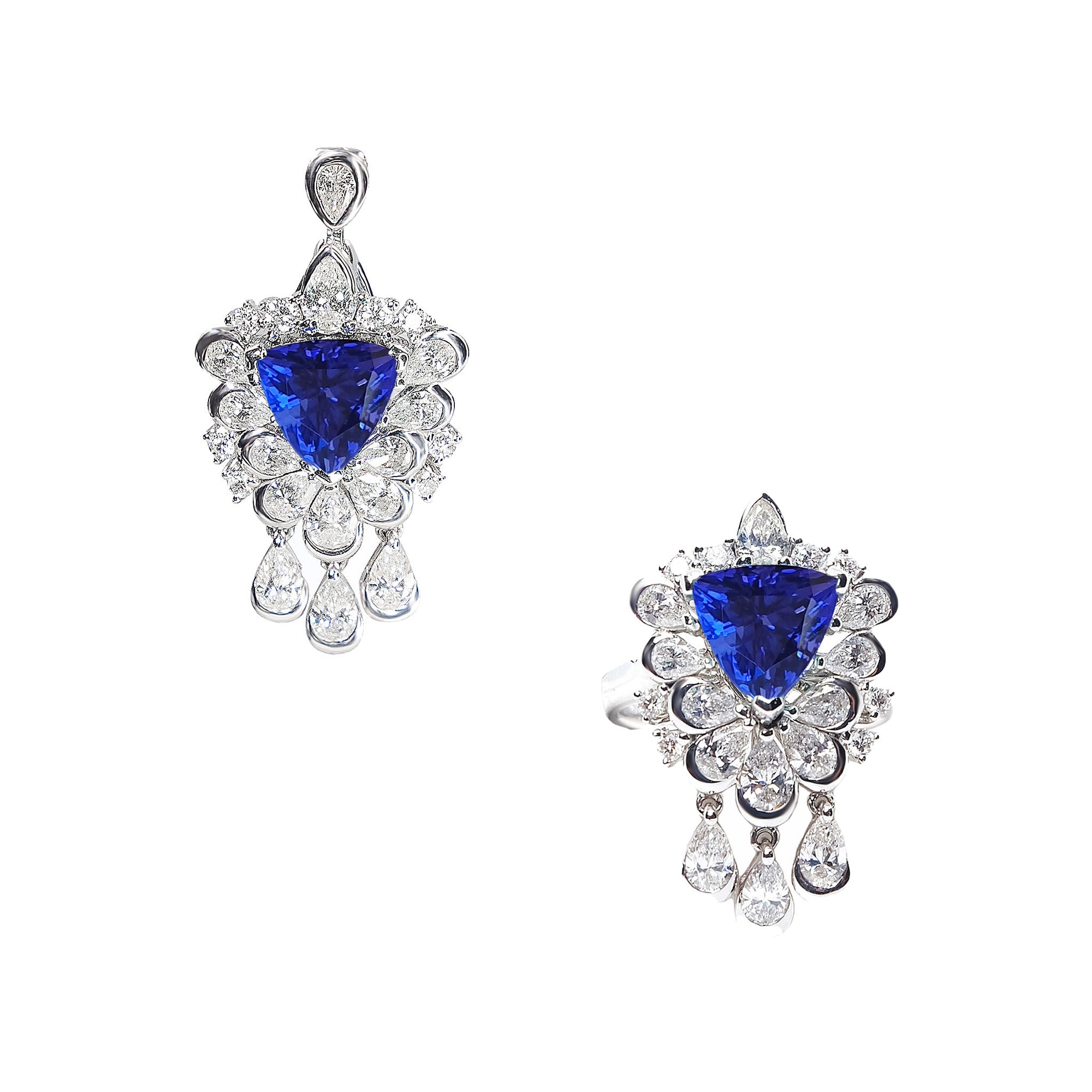 Peacock Tanzanite Trillion Dual-Function Ring and Pendant W195