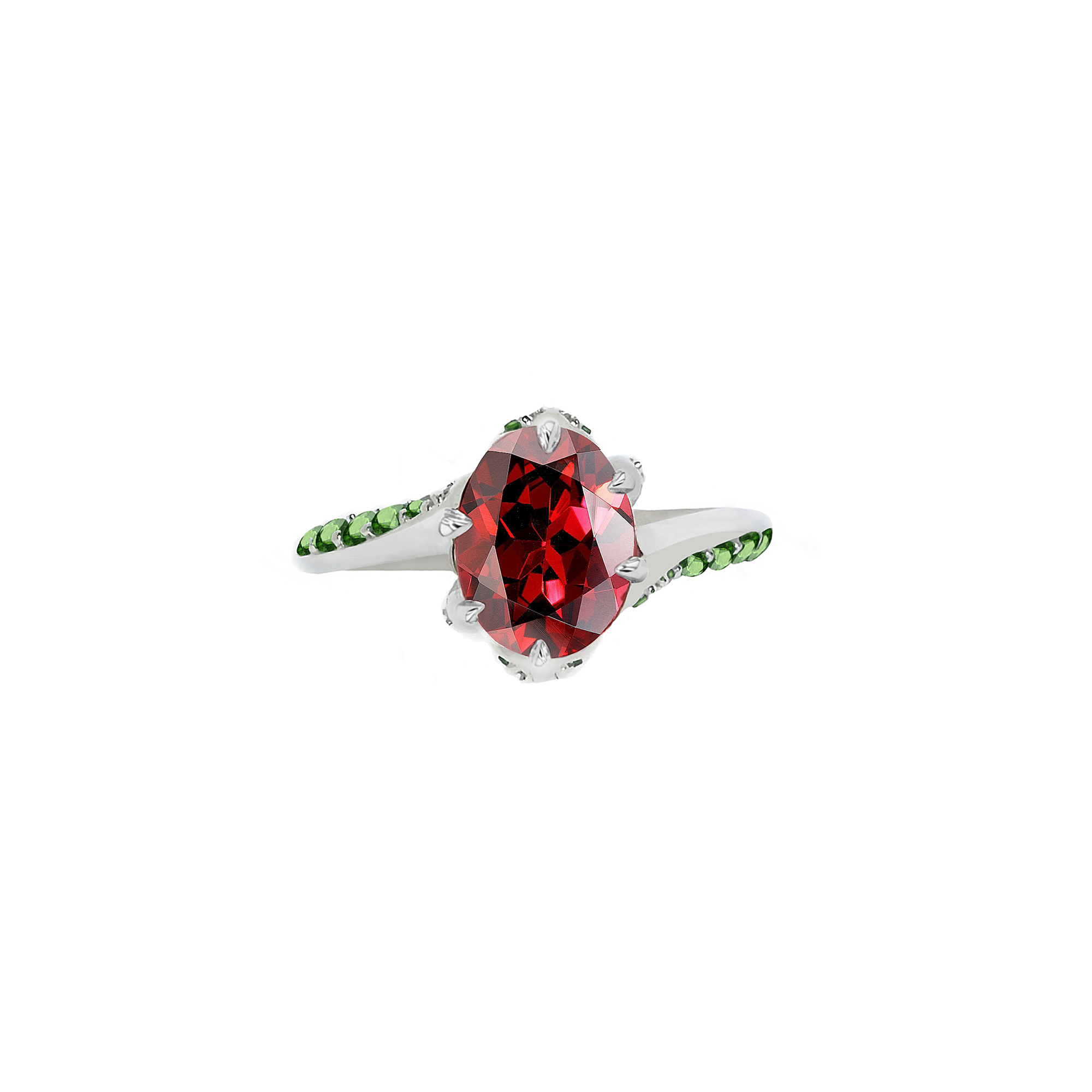 Narose Gemstone Engagement Ring - Red Oval W207