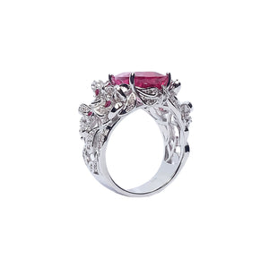 Maurie Floral Cocktail Ring V2 - Pink Long Cushion W219